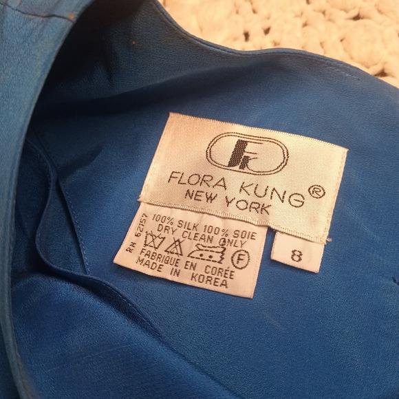 Vtg 90s 6 Flora Kung Colorful Pop Art 100% Silk Floral Skirt Shirt Luxury Office - Picture 10 of 15